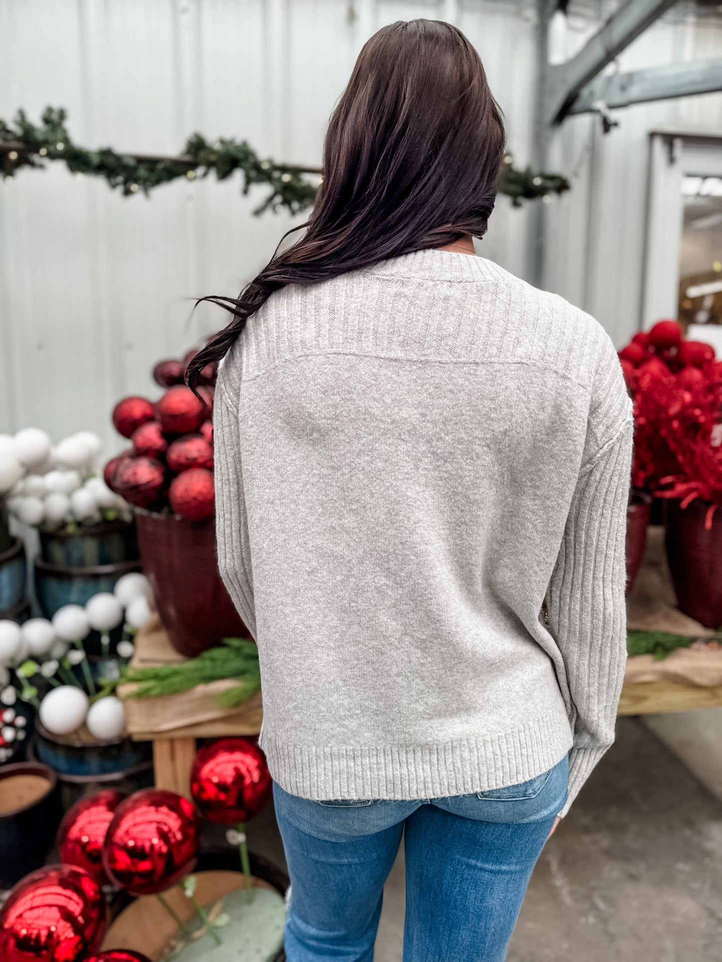 Brooks Mock Neck Sweater - Light Heathered Grey