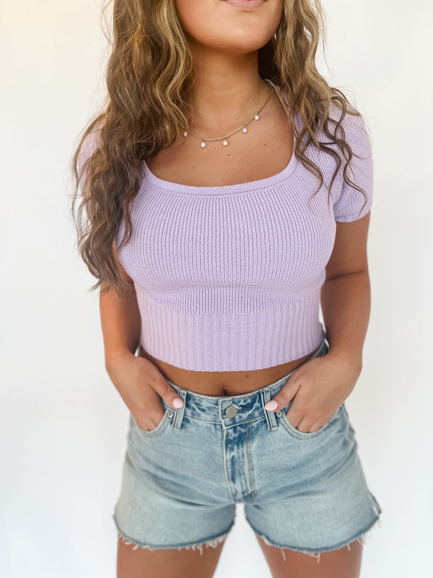 Olivia Knit Crop Top - Lavender