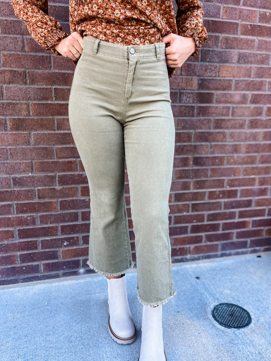 Hey Judy Cropped Pants - Faded Olive
