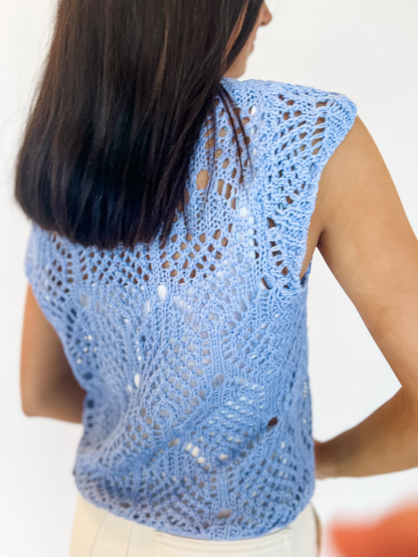 Marina Tide Crochet Top - Sky