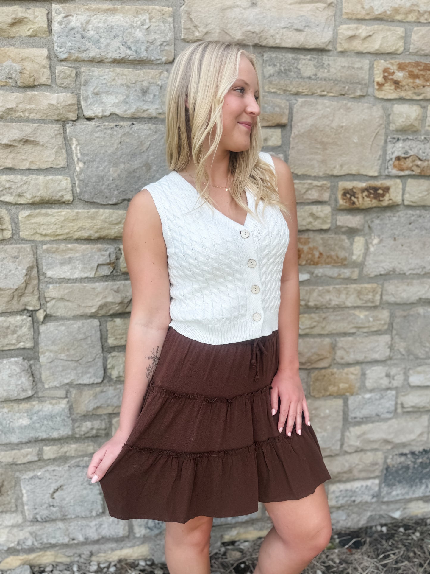 Emma Flounce Frill Skirt - Chocolate