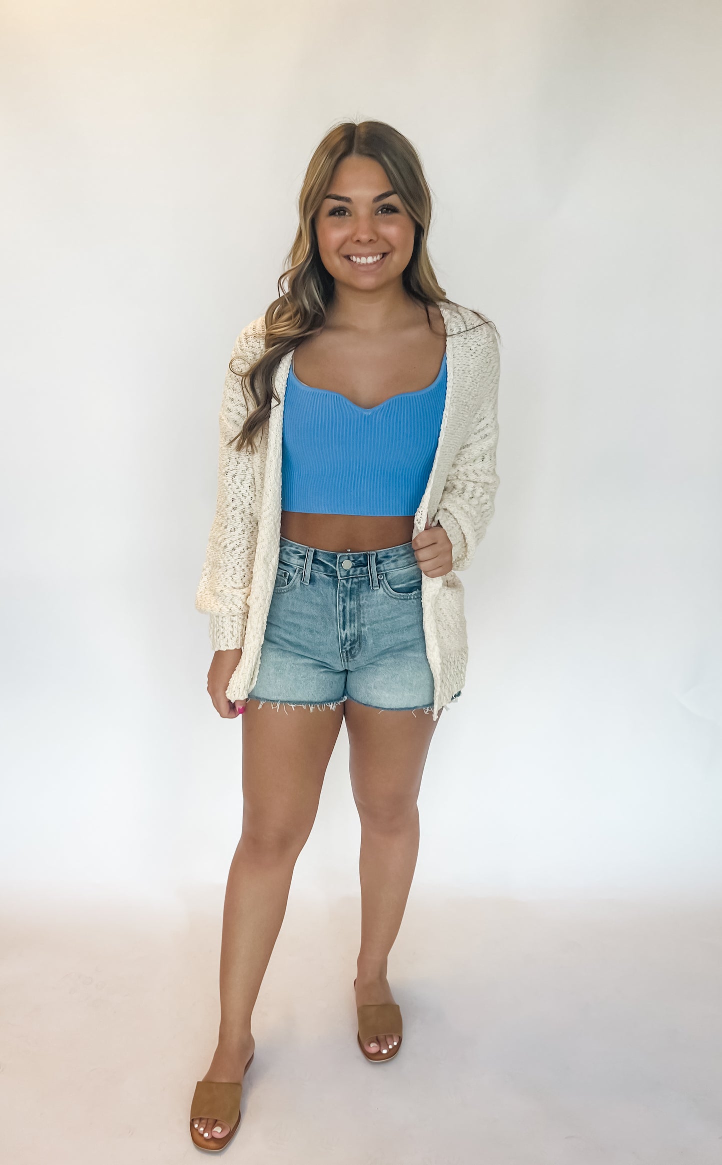 Katie Crop Sweater Tank - Blue