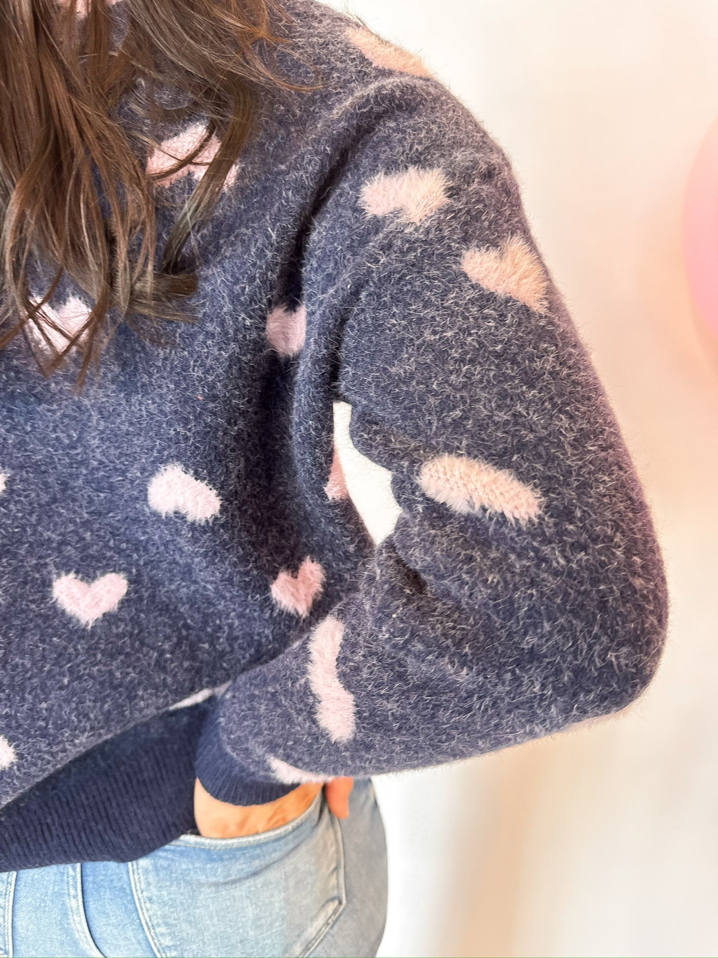 Navy Love Hearts Sweater