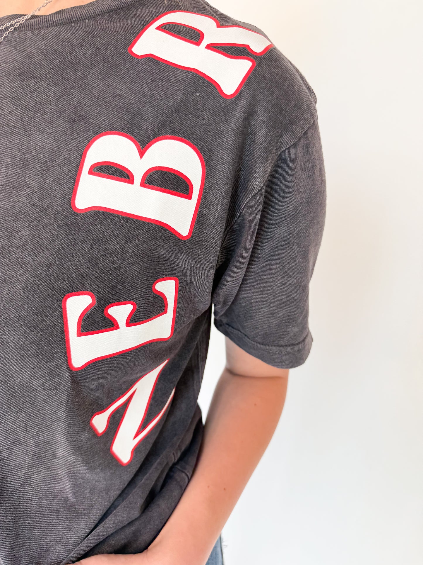 Over The Shoulder Nebraska Tee - Vintage Black
