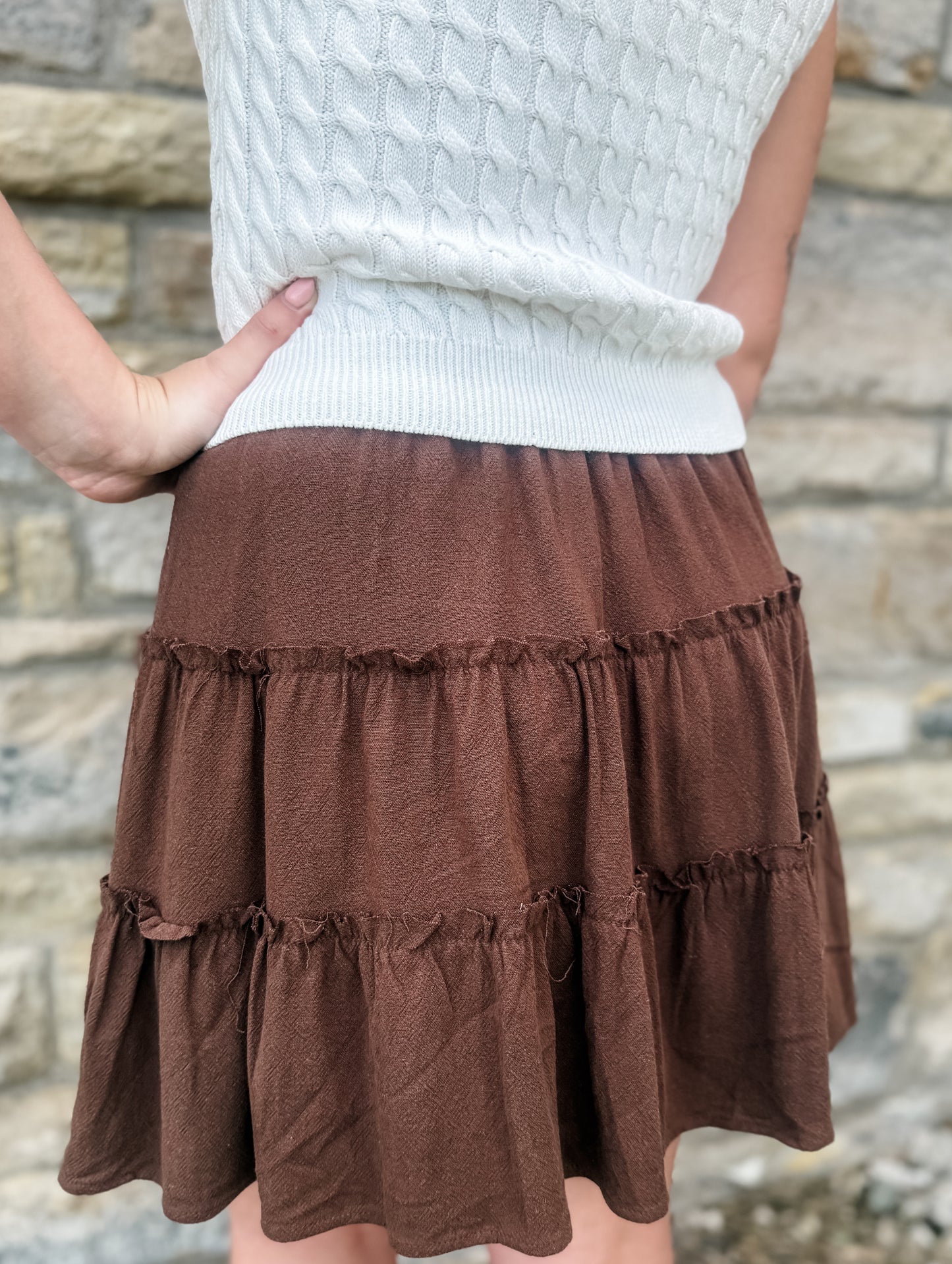 Emma Flounce Frill Skirt - Chocolate