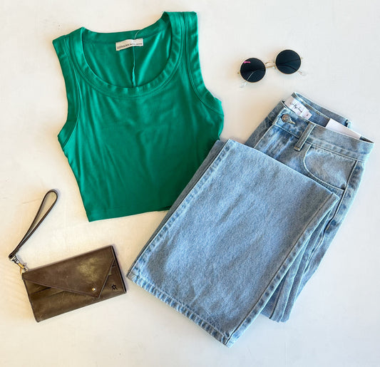 Hailey Crop Tank - Kelly Green