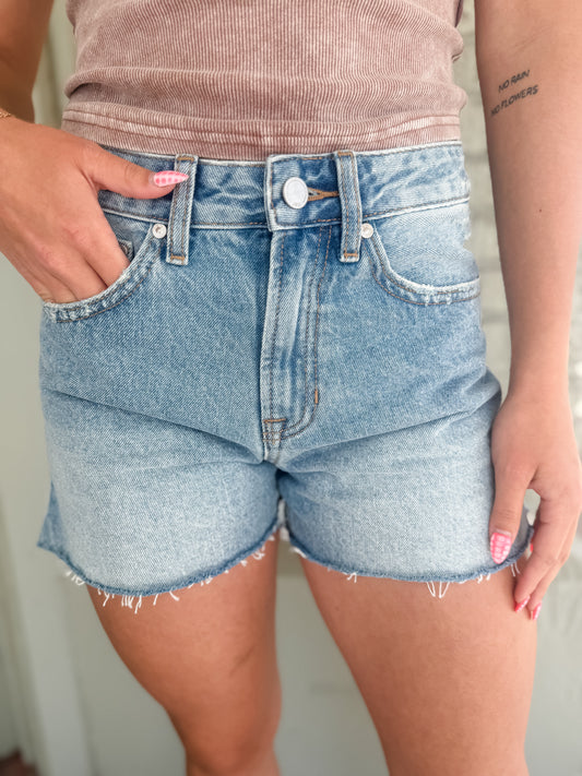 Kendra Side Slit Denim Shorts