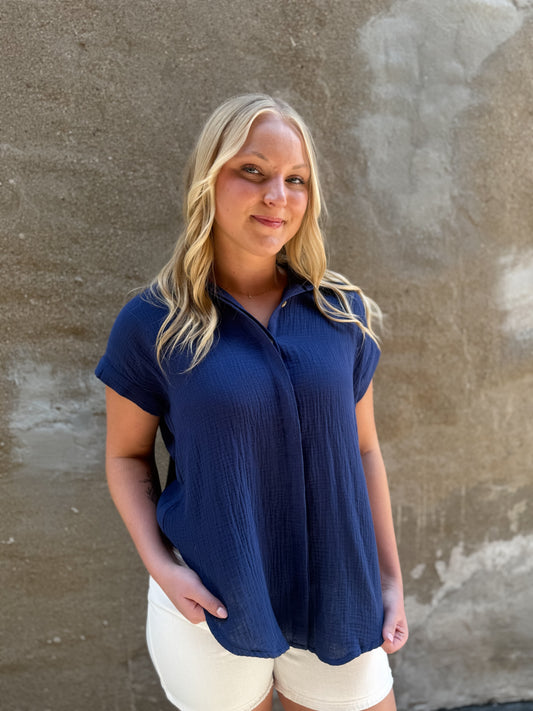 The Sunday Button Up - Indigo