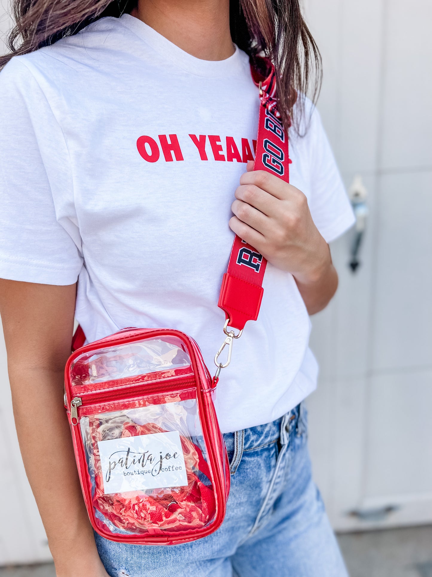 GO BIG RED Clear Crossbody