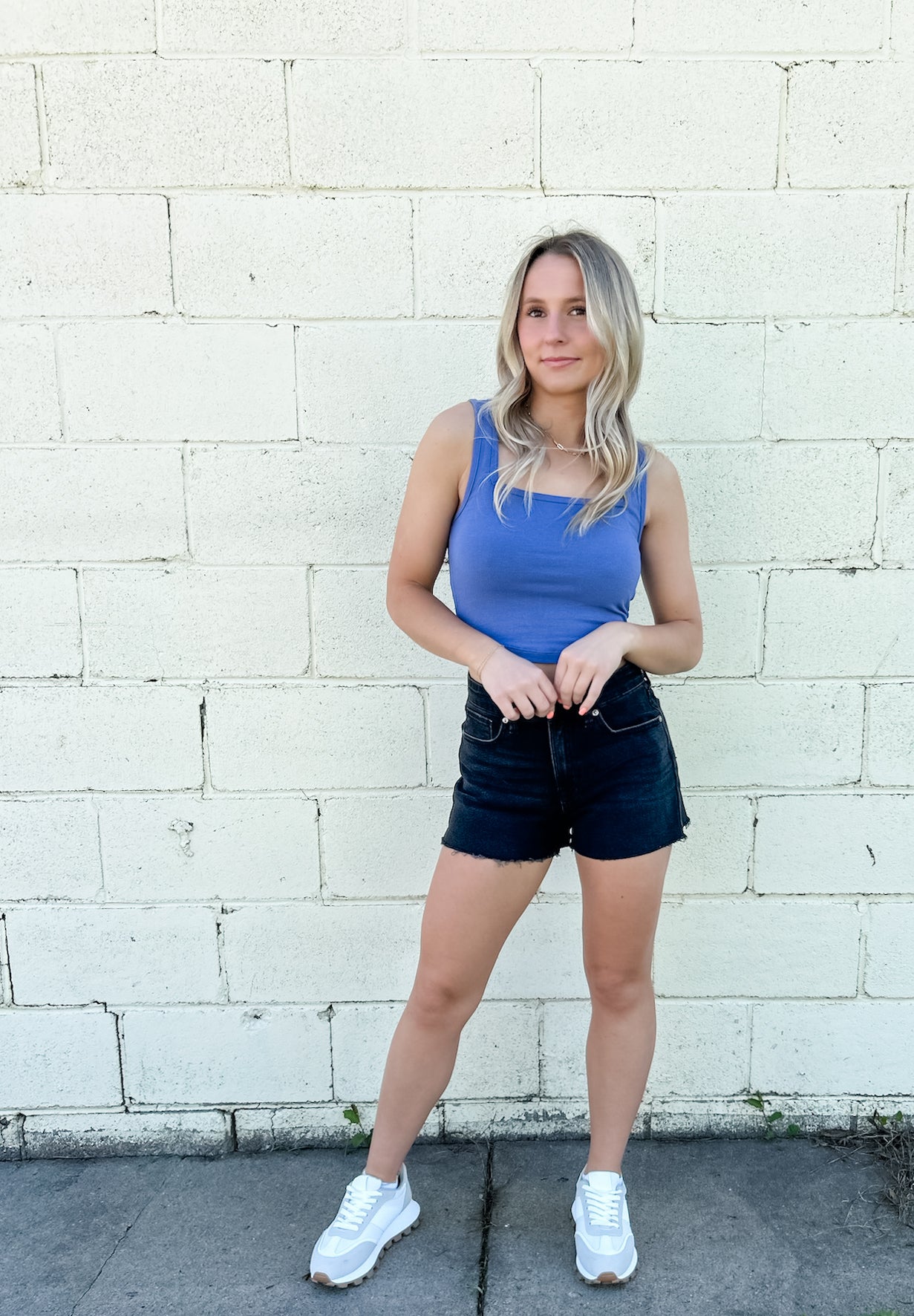 Country Square Tank - Indigo