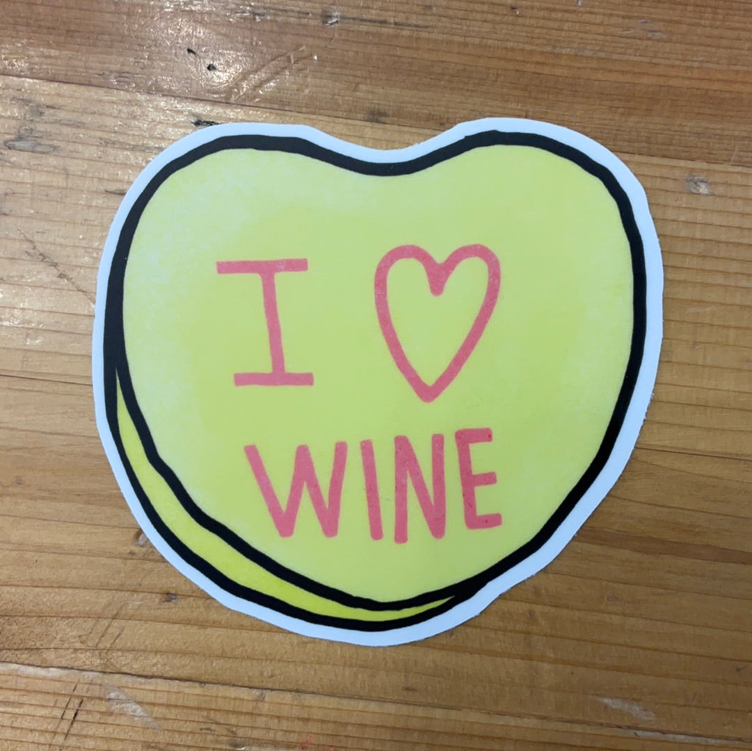I love wine Candy Heart Sticker