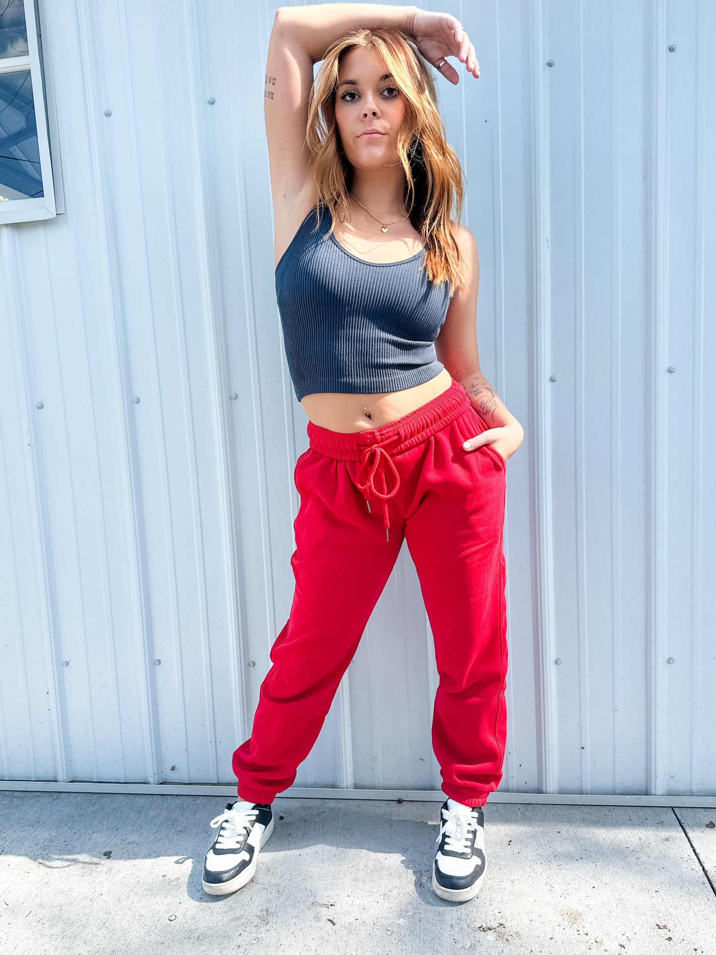 Let's Stay Home Joggers - Cranberry