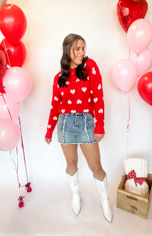 Soft Hearted Furry Knit Sweater