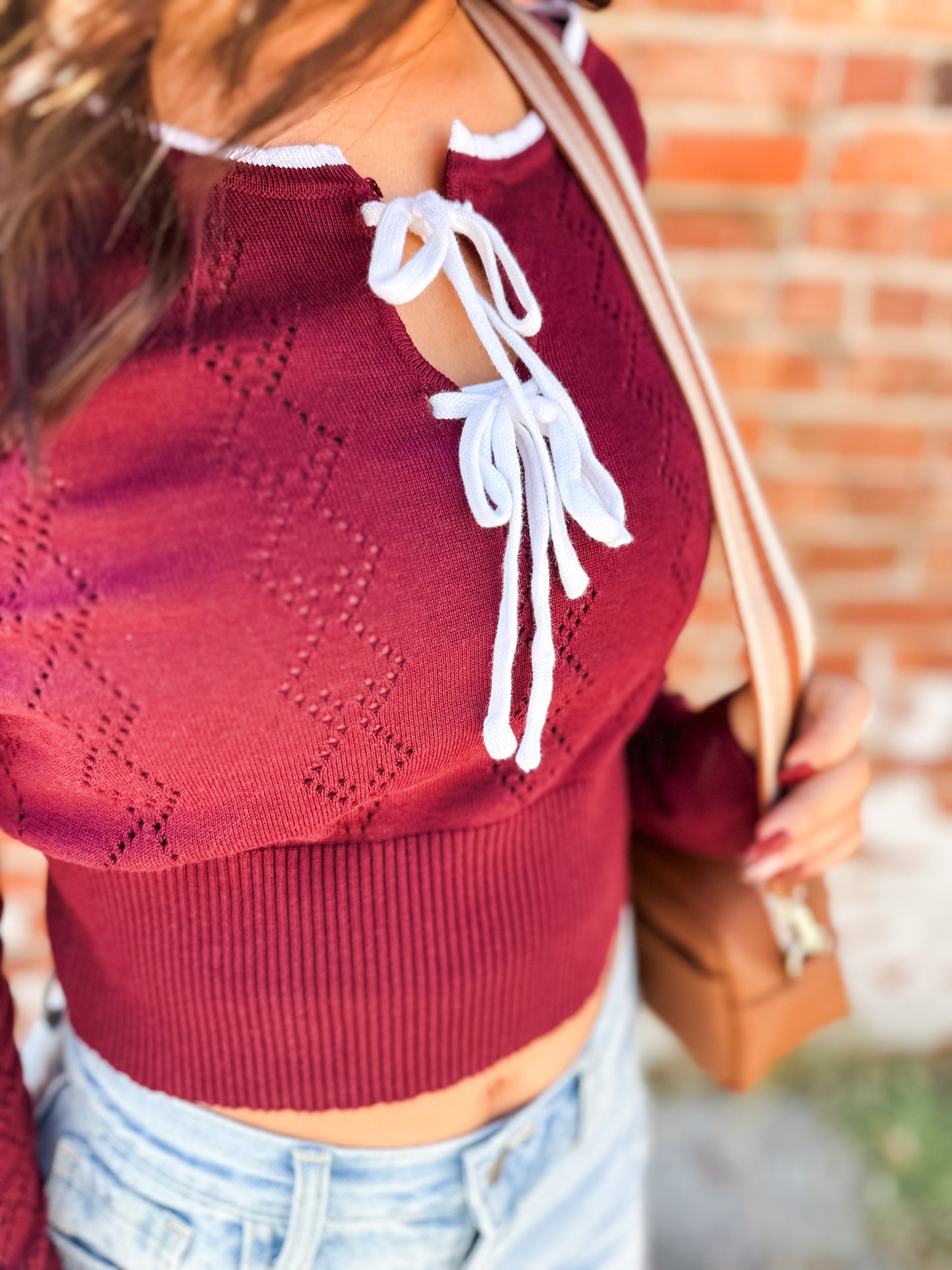 Sweet Dreams Sweater Top - Burgundy