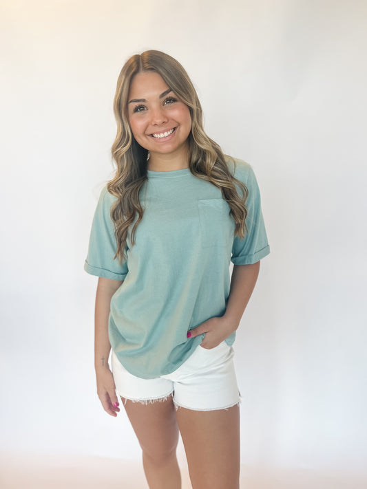 Cotton Casual Pocket Tee - Mint