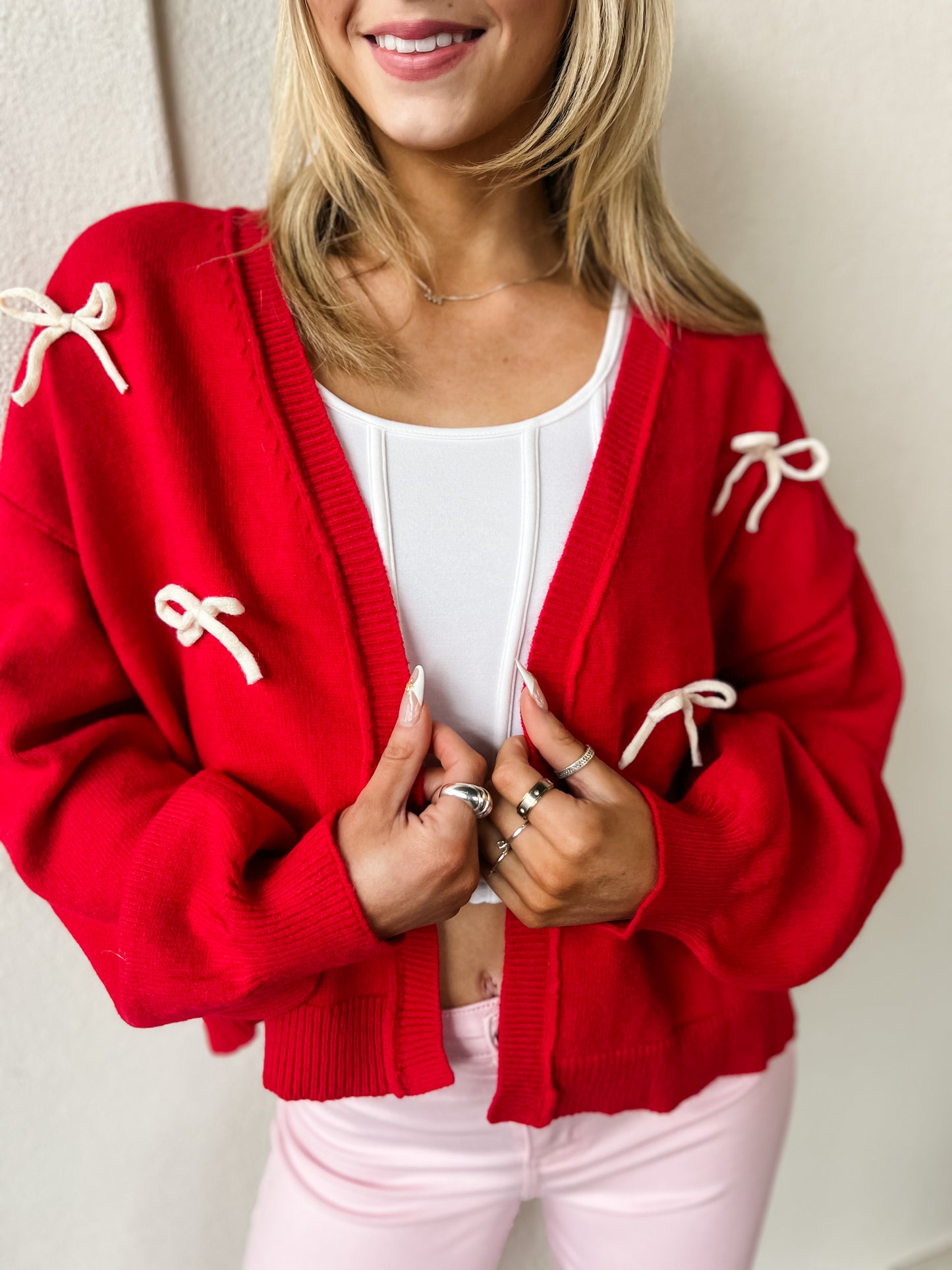 Sweet Bows Cardigan - Red