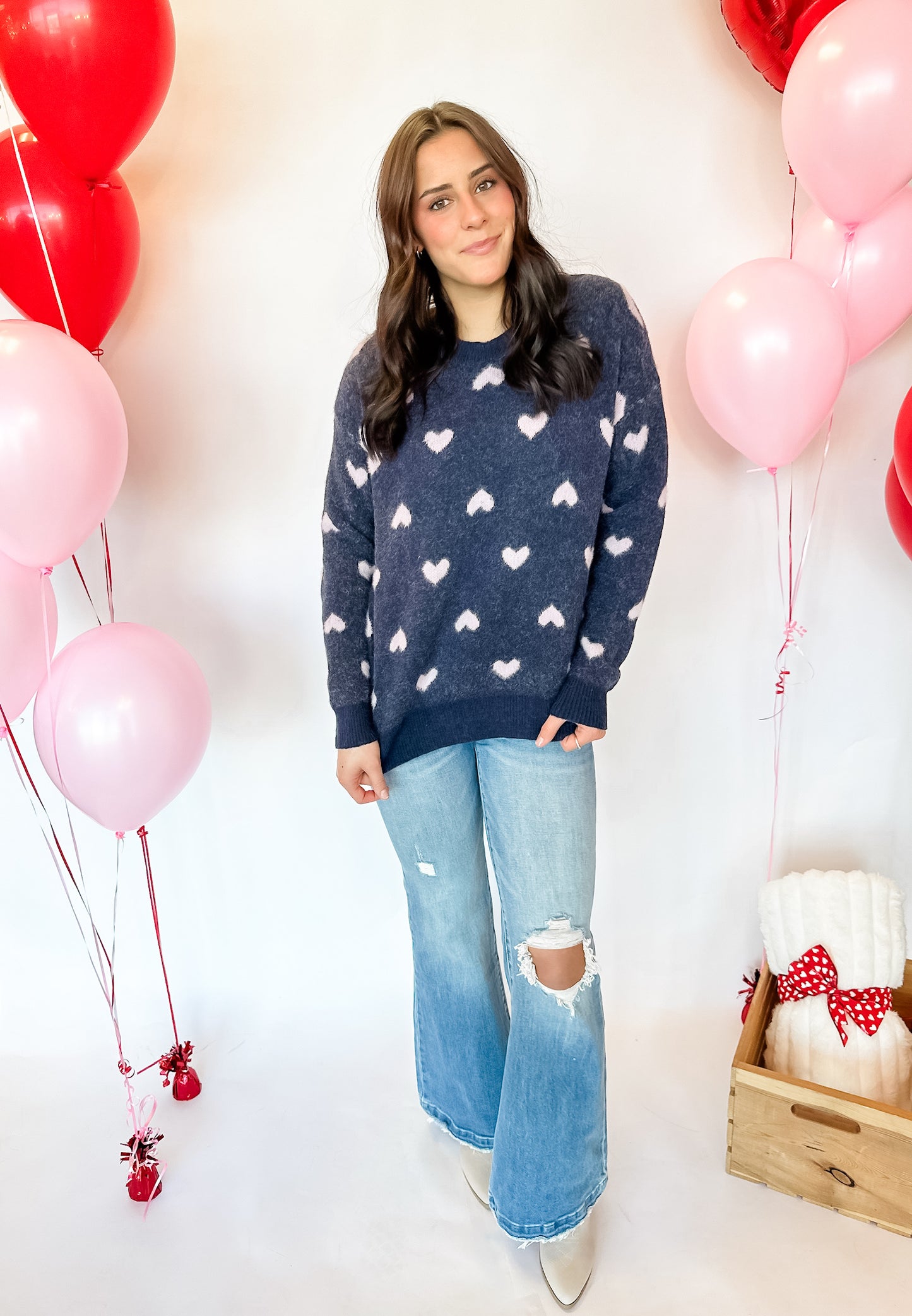 Navy Love Hearts Sweater