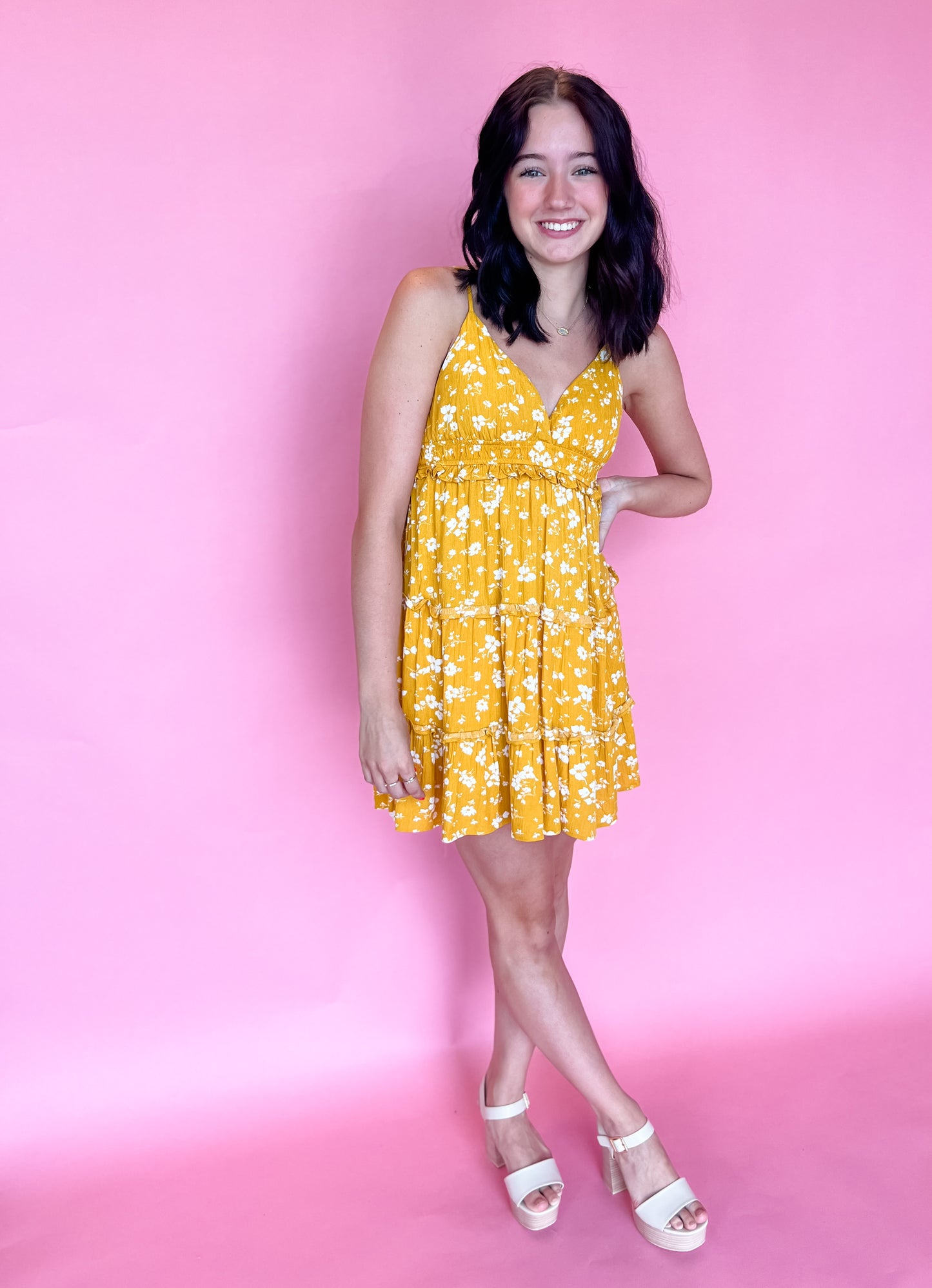 Sydney Floral Mini Dress - Yellow