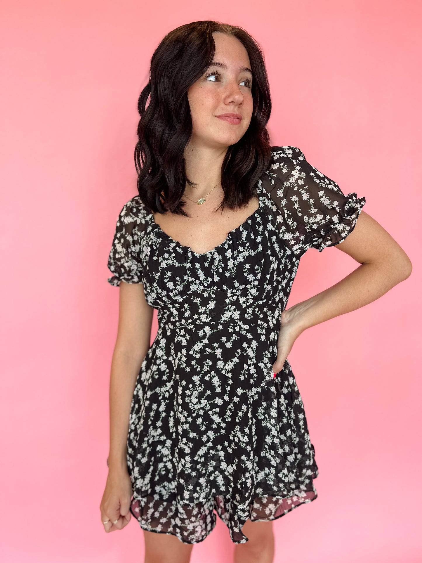 Lady May Floral Romper - Black