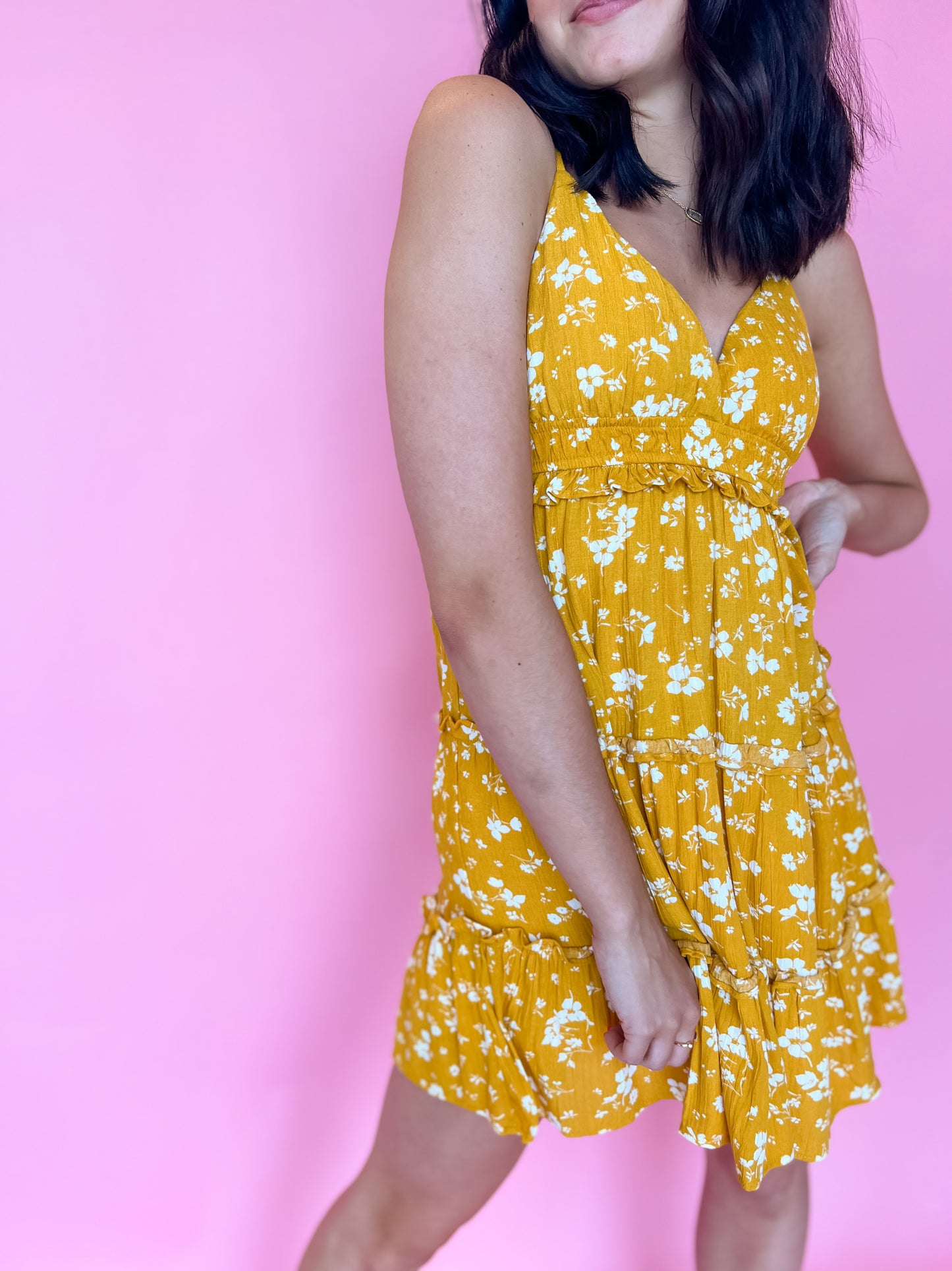 Sydney Floral Mini Dress - Yellow