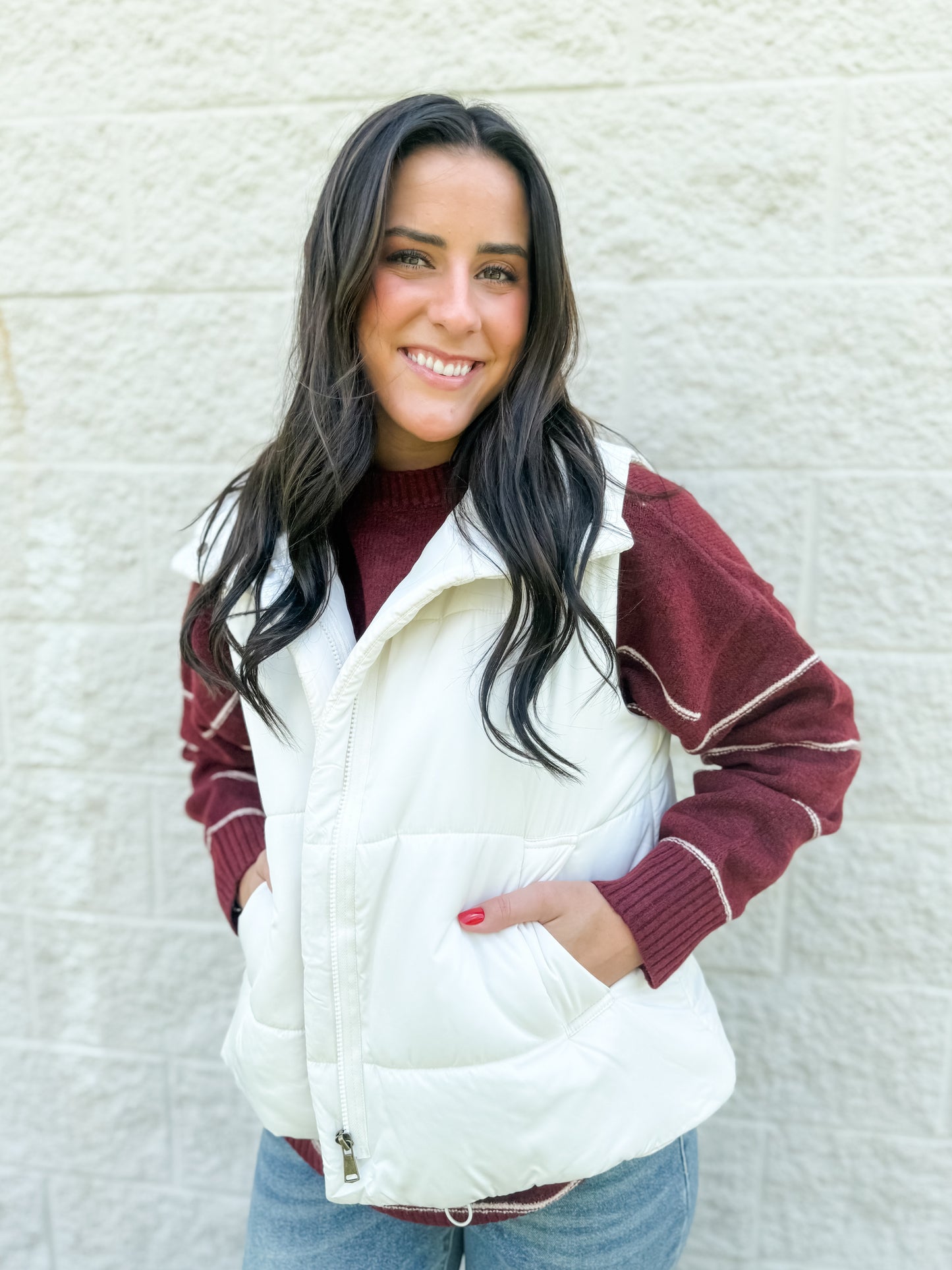 Rhiannon Puffer Vest - Ivory