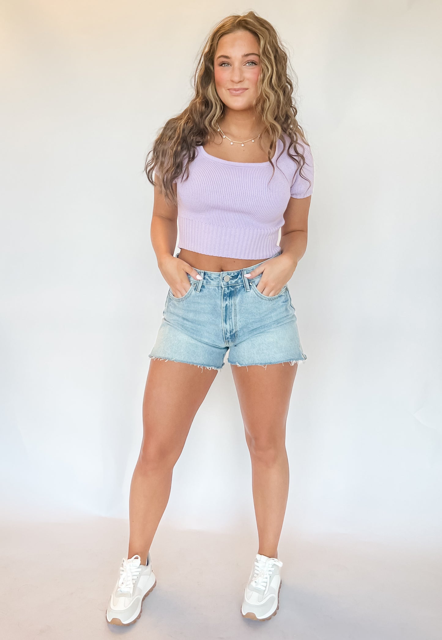 Olivia Knit Crop Top - Lavender