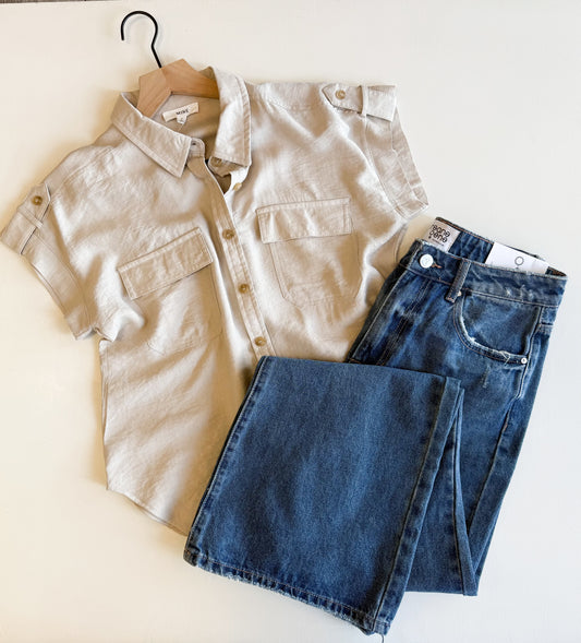 What I Want Collared Button Down - Beige