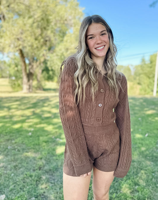 Teddy Cable Knit Romper