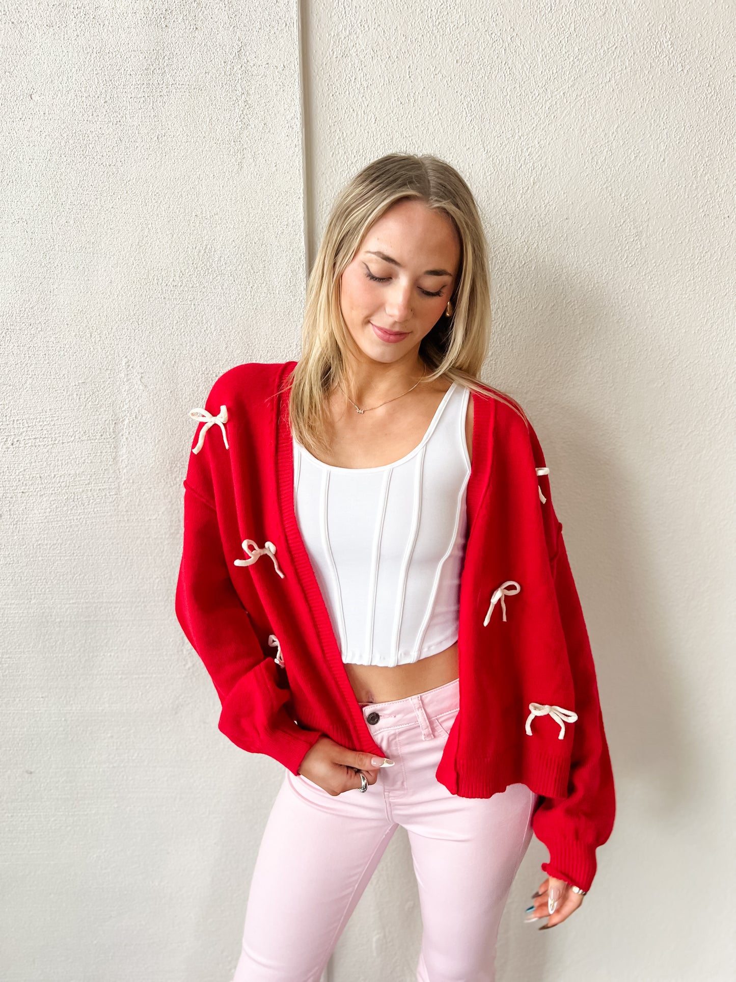 Sweet Bows Cardigan - Red