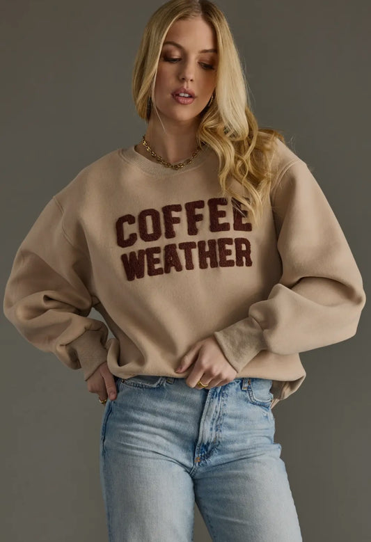 Chenille Coffee Weather Crewneck - Sand