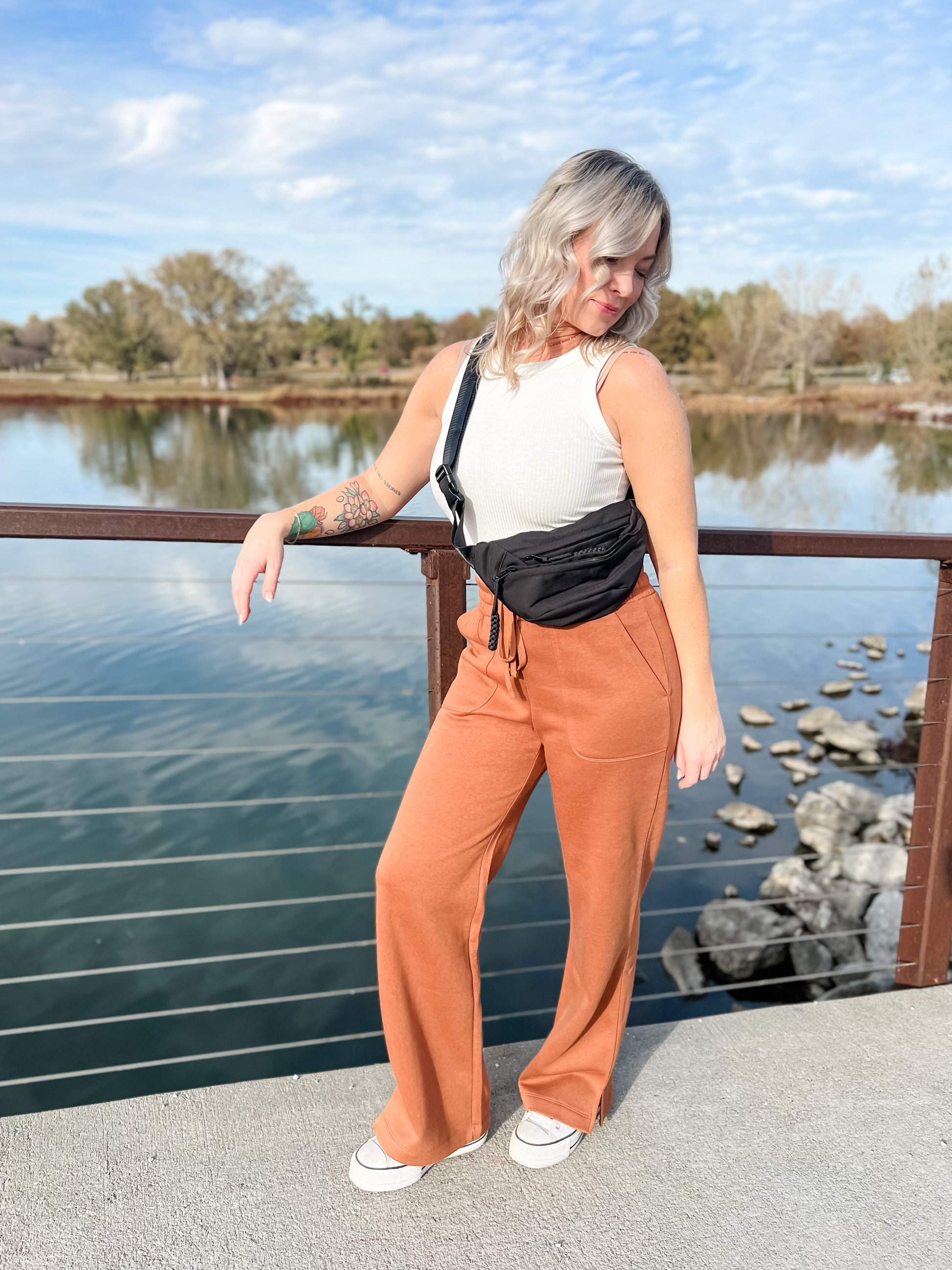 Camel Wide Leg Lounge Pants