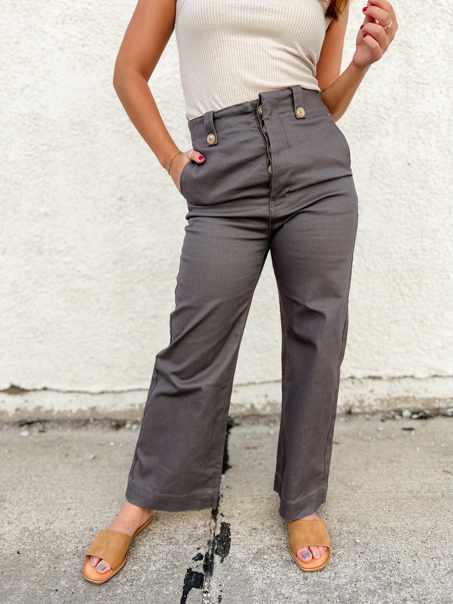 Same Page Ankle Trousers - Carbon