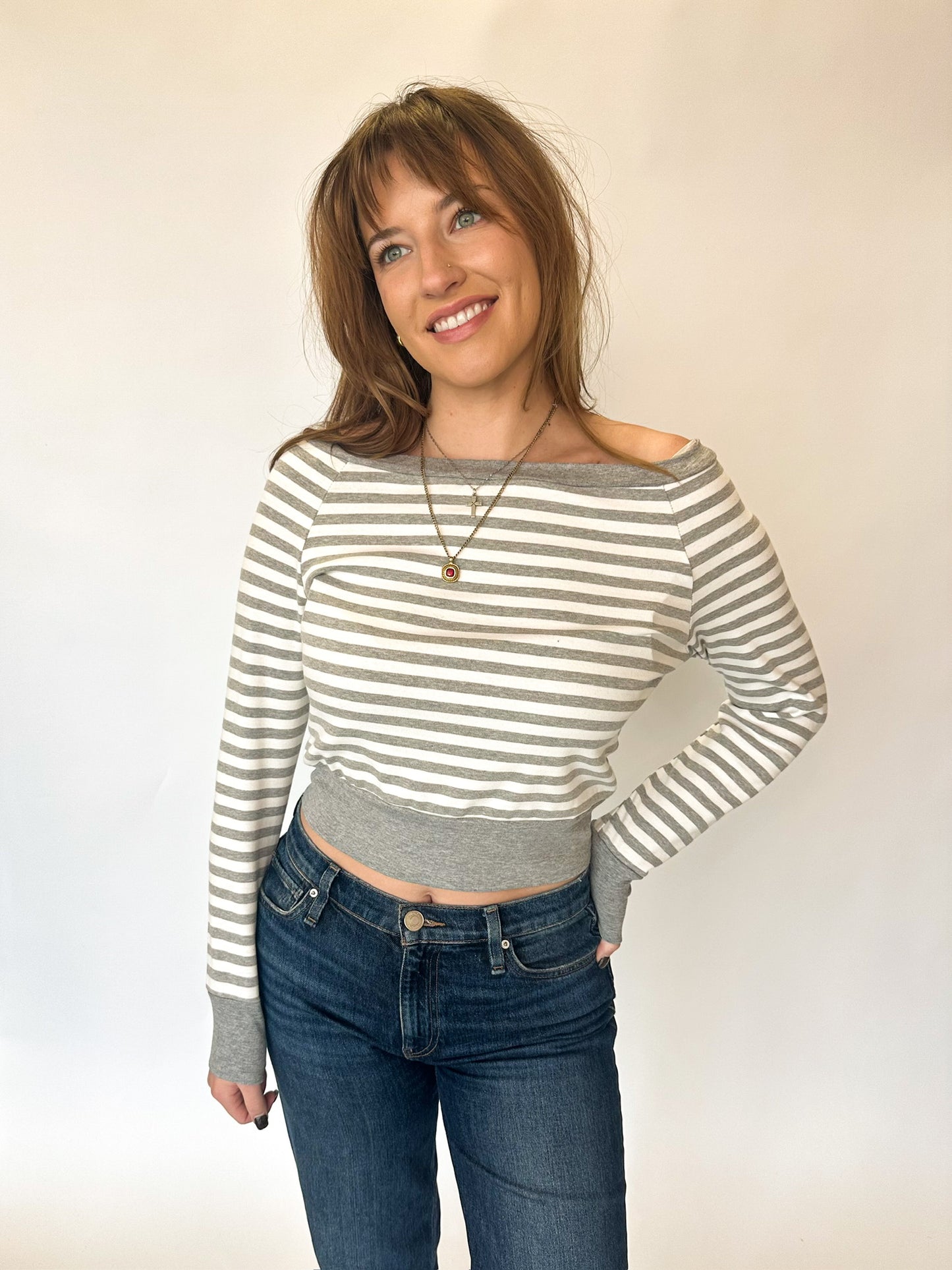 Grey Horizon Striped Top