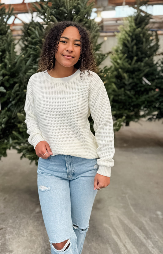 Waffley Cute Sweater - Ivory