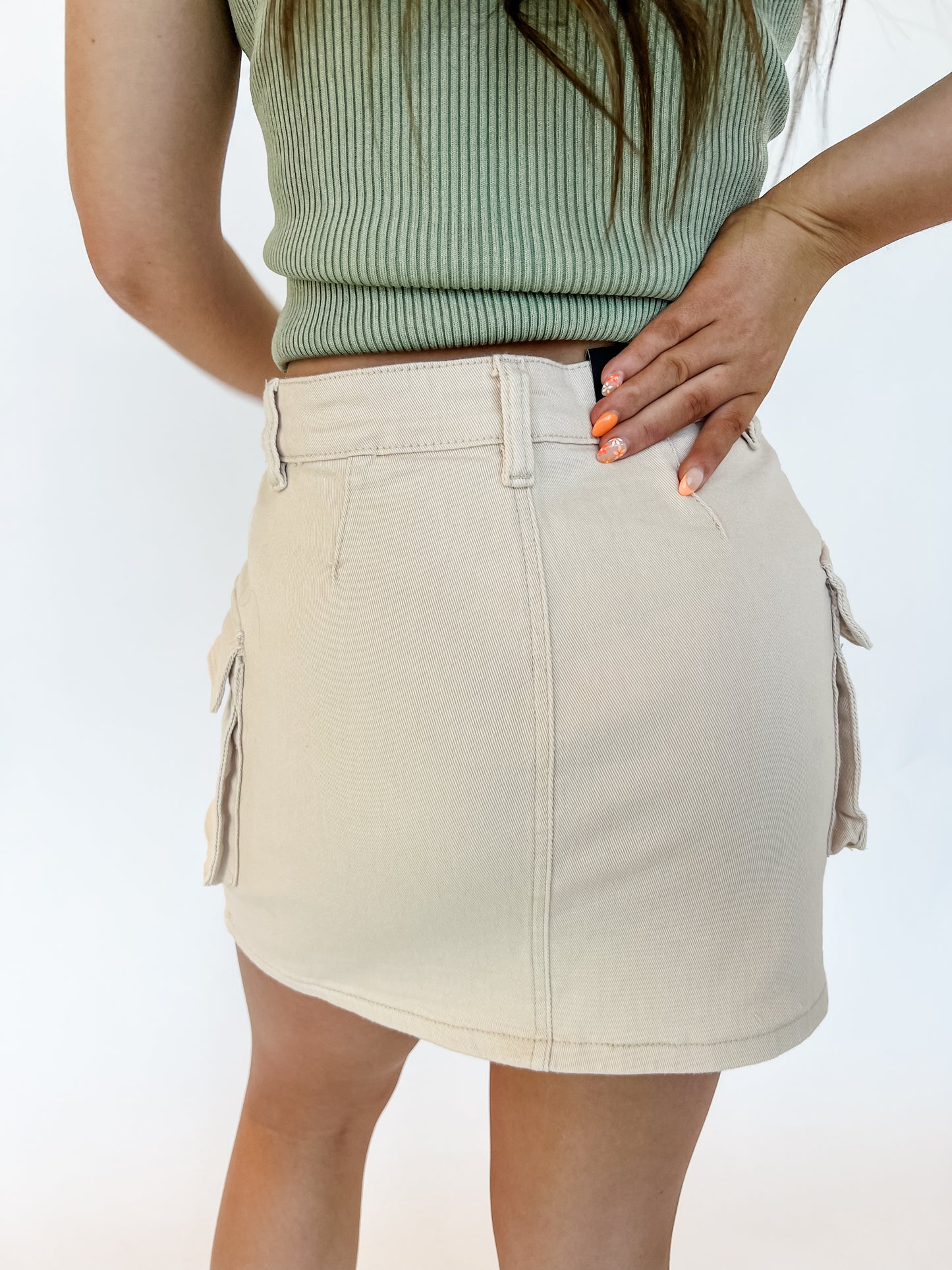 French Vanilla Cargo Mini Skirt