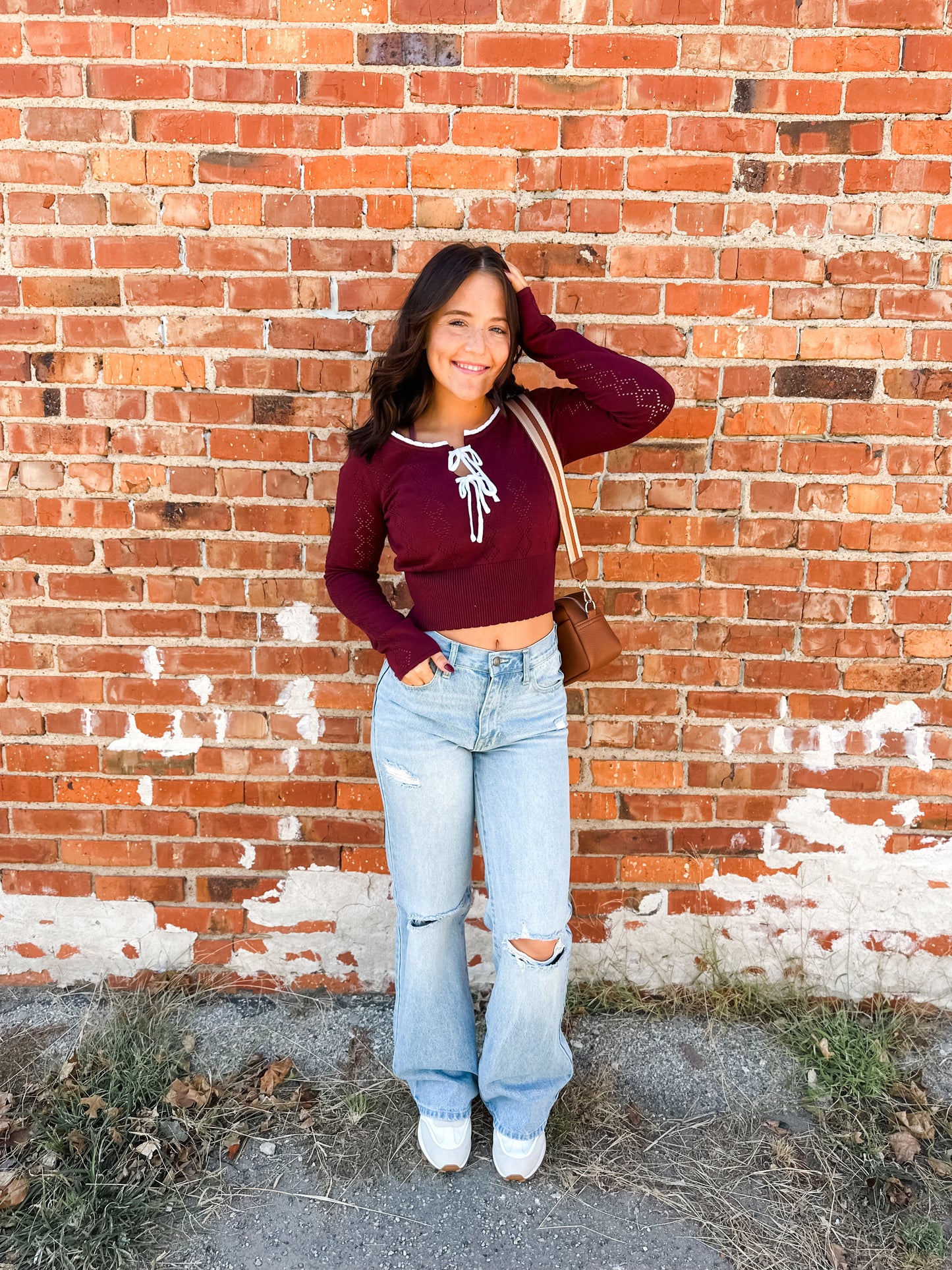 Sweet Dreams Sweater Top - Burgundy