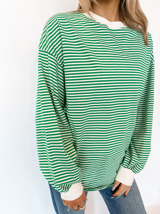 Lucky Day Striped Crewneck