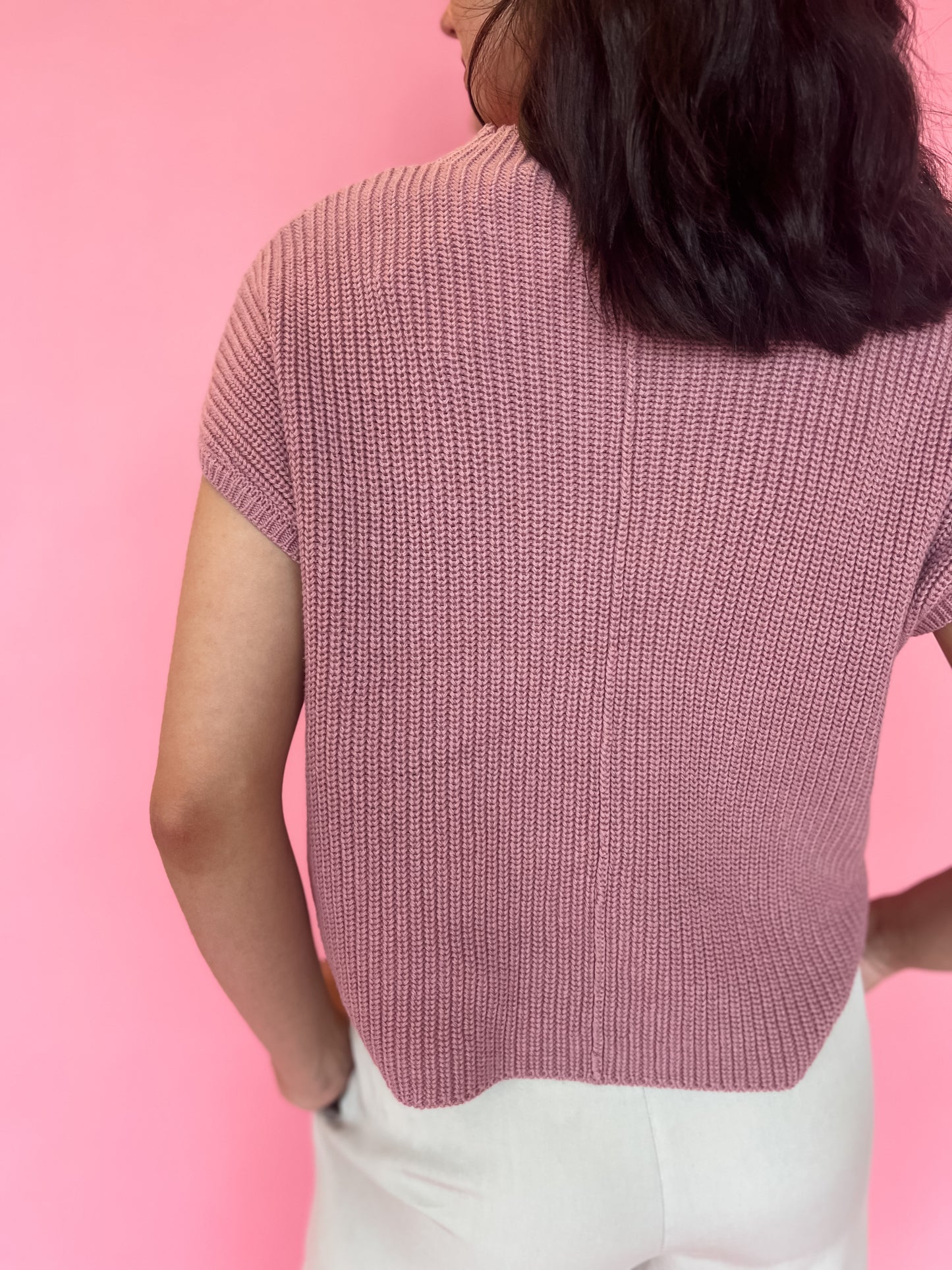 Cameron Pocket Sweater Top -  Dark Pink