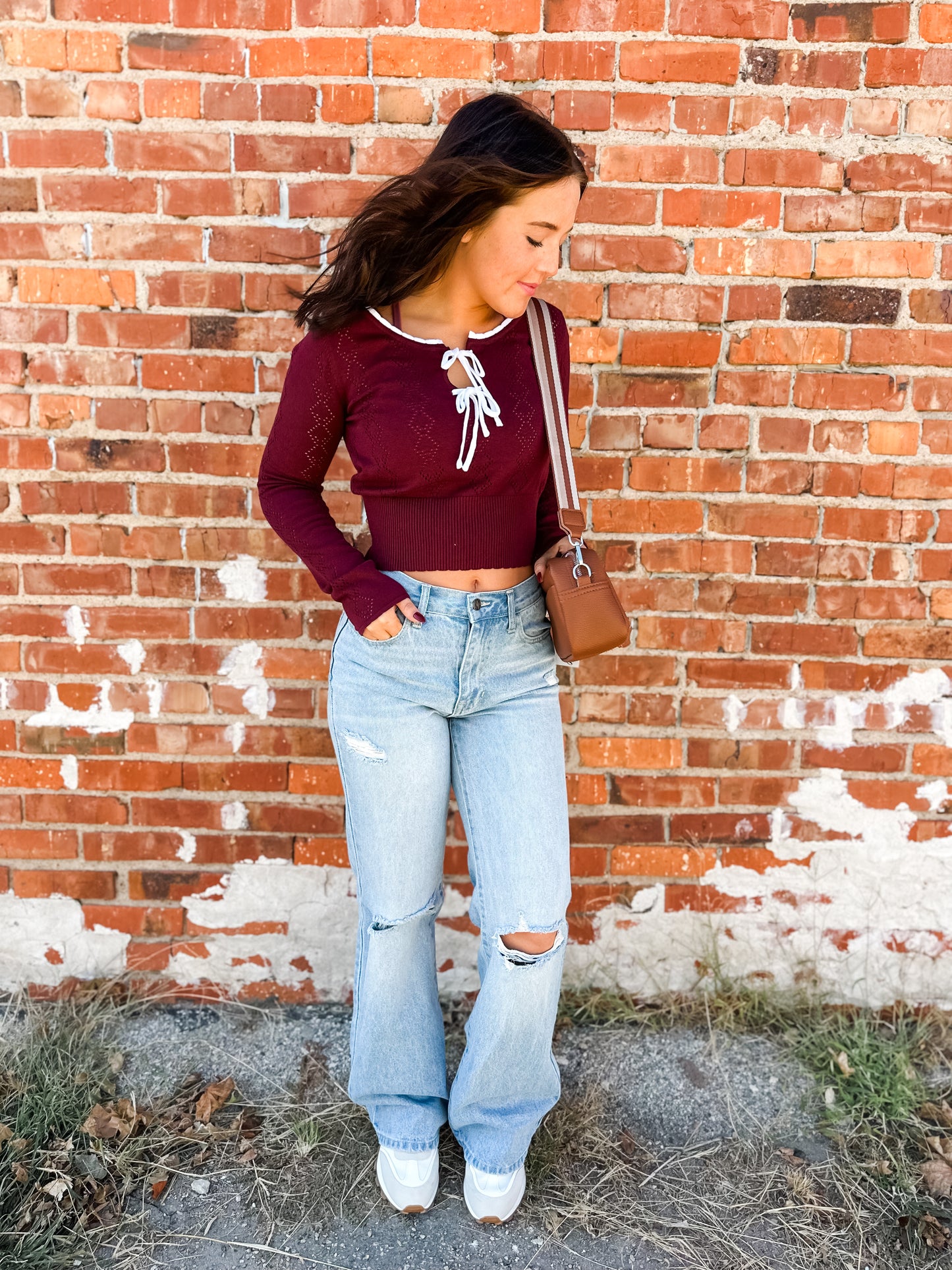 Sweet Dreams Sweater Top - Burgundy