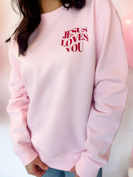 Jesus Loves You Crew - Light Pink