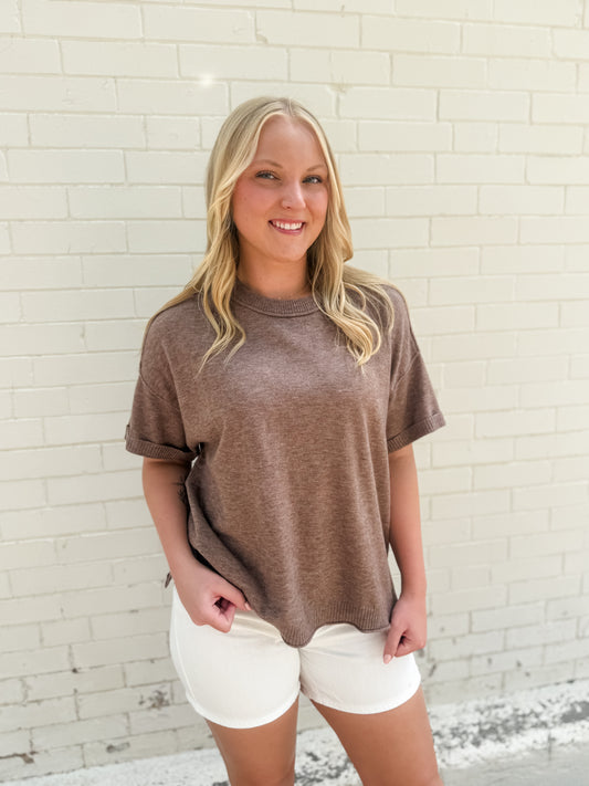 Eloise Knit Sweater Top - Mocha