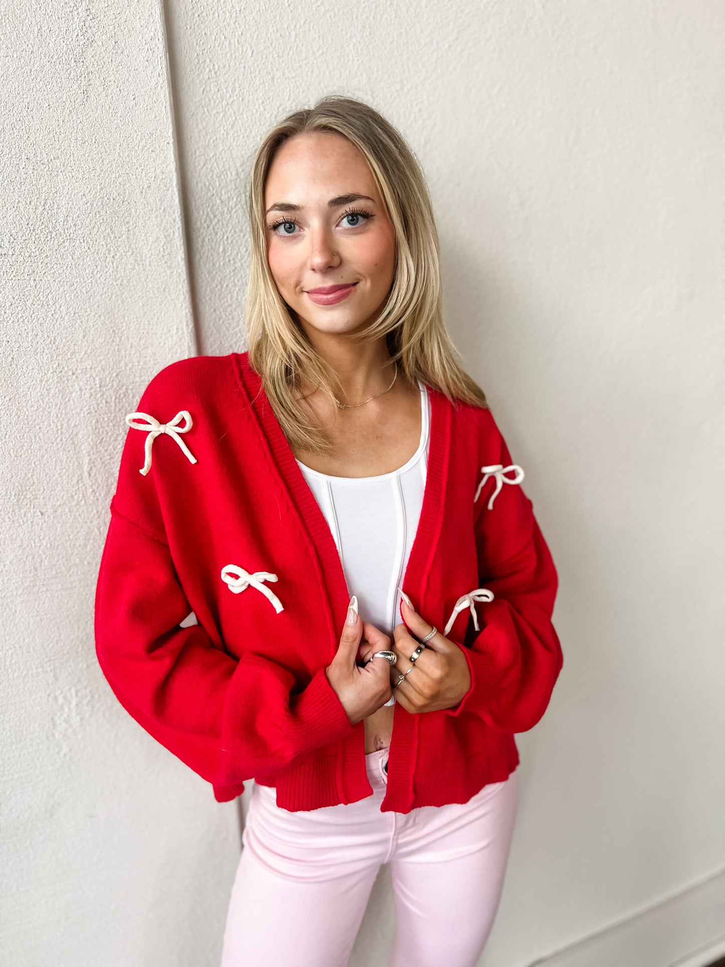 Sweet Bows Cardigan - Red