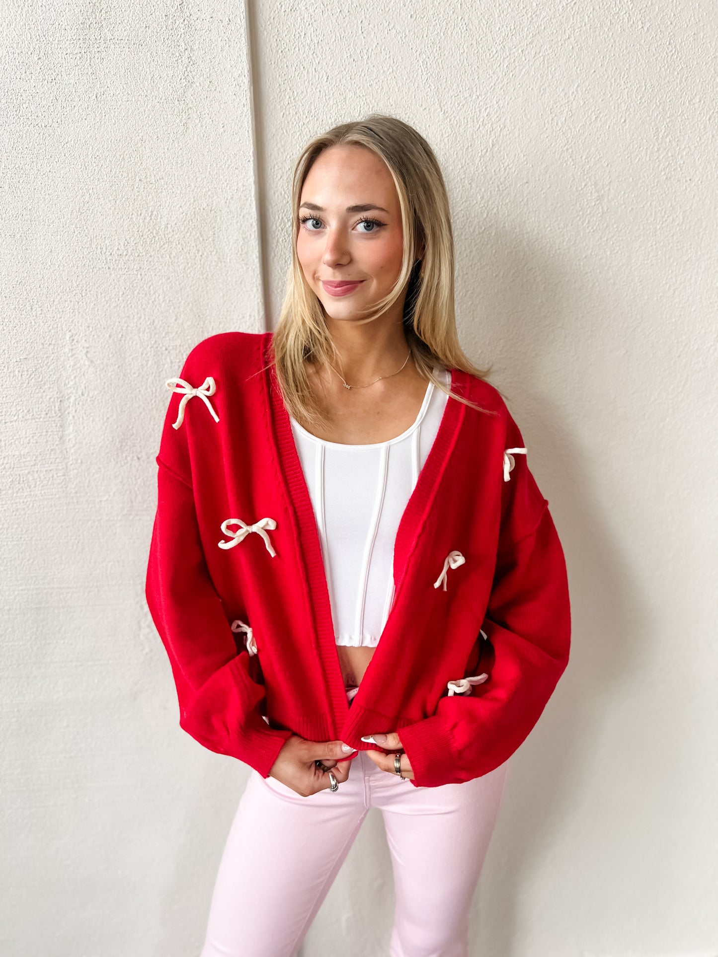 Sweet Bows Cardigan - Red