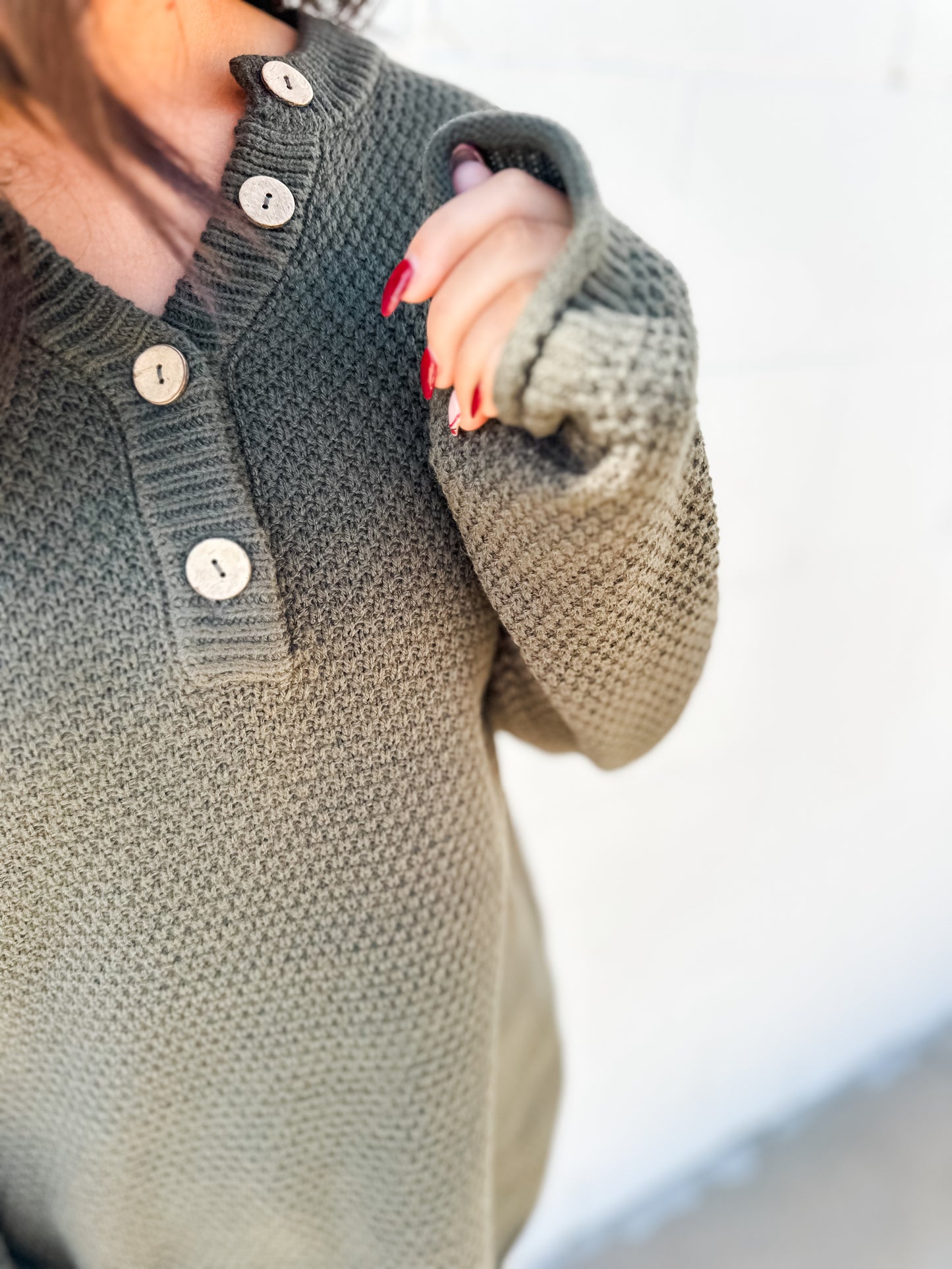 Perfect Henley Sweater - Dark Olive