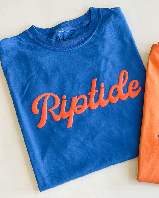 Riptide Puff Script Premium Tee - Vintage Royal