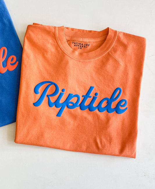 Riptide Puff Script Premium Tee - Vintage Orange