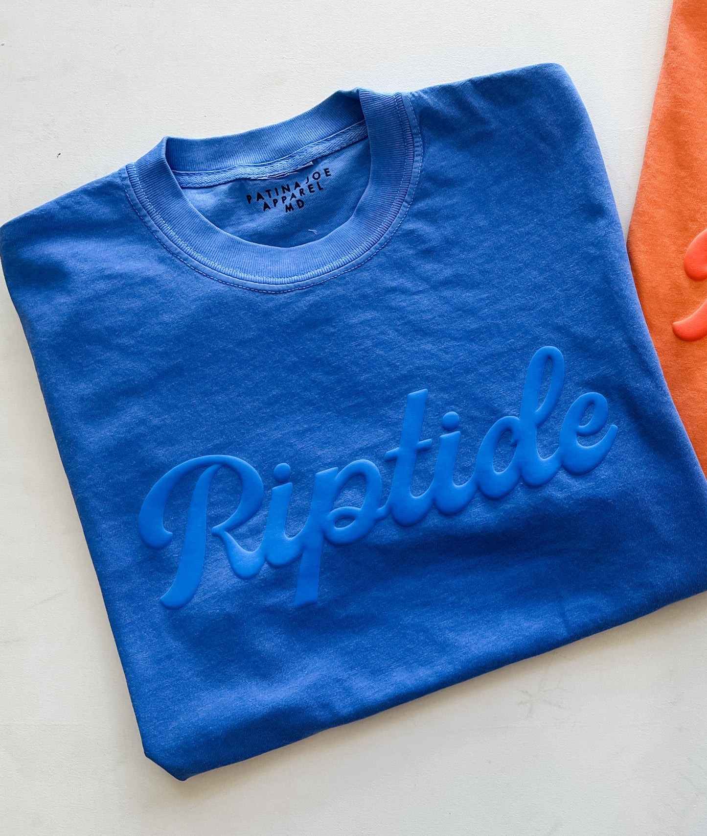 Riptide Monochrome Puff Script Premium Tee - Vintage Royal