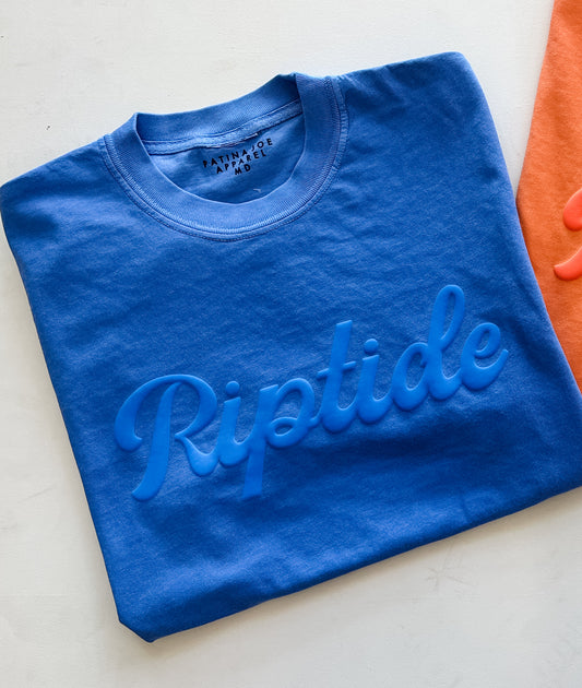 Riptide Monochrome Puff Script Premium Tee - Vintage Royal