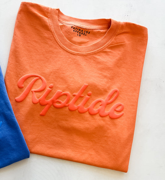 Riptide Monochrome Puff Script Premium Tee - Vintage Orange