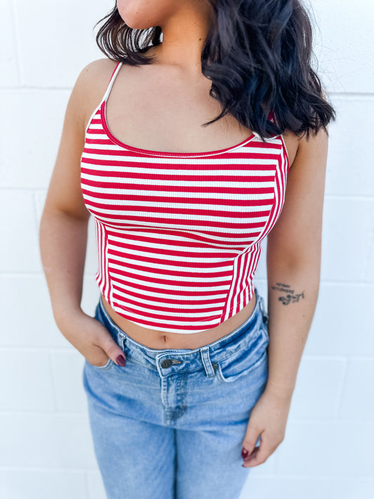 Eliana Stripe Tank - Red/White